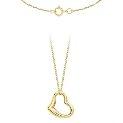 Image of Carissima Gold Women&#039;s 9 ct Yellow 12 x 10 mm Heart Slider Pendant on 0.4 Diamond Cut Curb Chain Necklace of Length 46 cm/18 Inch