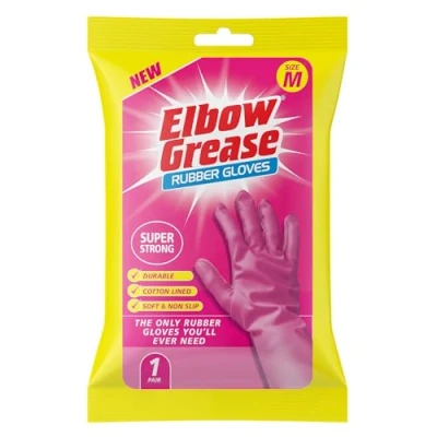 Image of Super Strong Rubber Cleaning Gloves Medium Pink By Elbow Grease