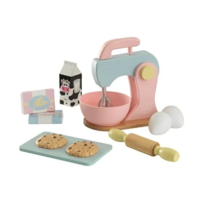 Image of KidKraft Pastel Baking Set with Toy Mixer and Play Food, Accessory for Kids&#039; Kitchen, Wooden Kitchen Appliance Kids, Accessories, Toys, 63371