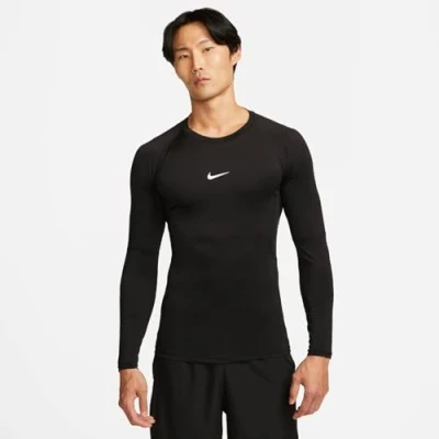 Image of NIKE FB7919 010 M NP DF TIGHT TOP LS Sweatshirt Men&#039;s BLACK/WHITE Size XL