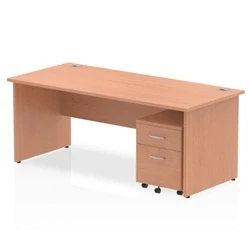 Image of Impulse 1800x800 Desk Beech Top Panel Leg+ Mobile Ped