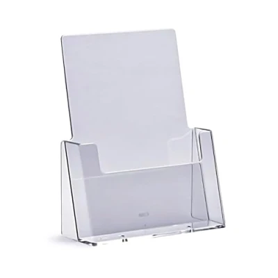 Image of Taymar DIN A5 Table Brochure Holder Leaflet Stand Crystal Clear Flyer Display