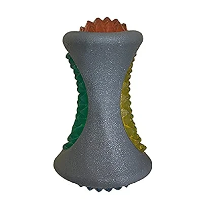 Image of Rosewood Jolly Doggy Throw and Flash Rubber Bone Dog Toy,Grey, 13 cm