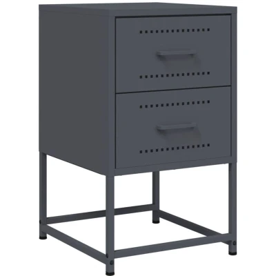Image of vidaXL Industrial Style Anthracite Steel Bedside Cabinet/Nightstand/Side Table/Bedroom/Living Room/Study 36x39x60.5 cm