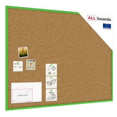 Image of ALLboards Cork Board with Wooden Natural Green Frame 120x90cm, Corkboard Bulletin Notice