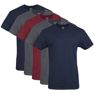 Image of Gildan Men&#039;s Crew T Shirts, Multipack, Style G1100 Underwear, Navy/Charcoal/Cardinal Red (5 Pack), Medium (Pack of 5)