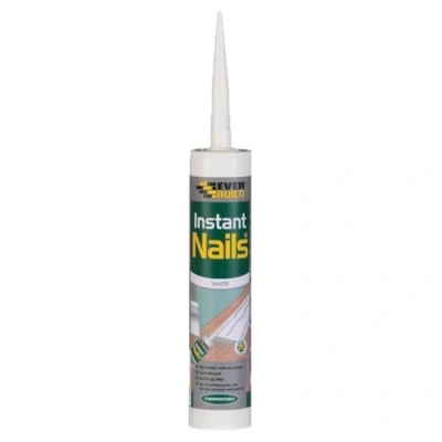 Image of Everbuild Instant Nails Extra Strong Solvent Free Glue Adhesive Ideal For Internal Grab Bonding Applications White 290ml