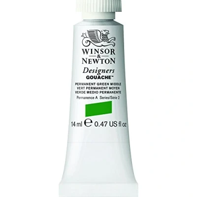 Image of Winsor &amp; Newton Designers Gouache Tube, 14 ml Permanent Green Middle