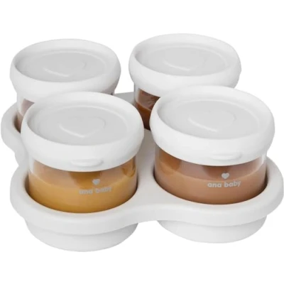 Image of Premium Glass Food Airtight Containers with Silicone Lids for Weaning, Pack of Four, 120ml, Dishwasher, Freezer, and Oven Safe