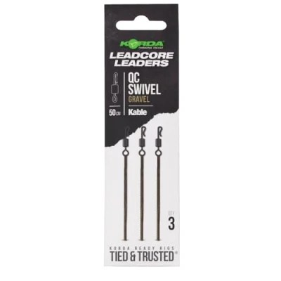 Image of Korda Kable Leadcore Leader QC Swivel 50cm: Gravel
