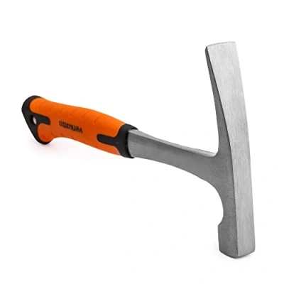 Image of Mivos Professional Mason&#039;s Hammer Brick 600 g Head Weight, Forged All Steel / Rhineland Shape Geological Monoblock for Brick,