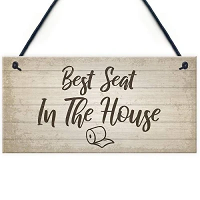 Image of RED OCEAN Funny Best Seat In The House Toilet Bathroom Loo Sign Hanging Wall Door Plaque Gift