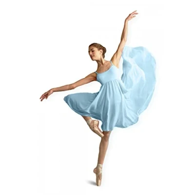 Image of Capezio Camisole Empire Dress Dance Costume, Elegant Costumes With Leotard &amp; Flowing Georgette Skirt, Sleeveless For Women, Ideal Lyrical Ballet Light Blue, M (Medium)