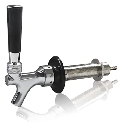 Image of PERA Draft Beer keg Faucet with 4 1/2 Inch 127mm Shank Kit Black Handle