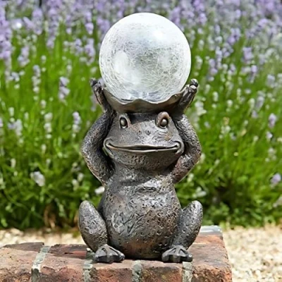 Image of Garden Mile Frog Ornament Colour Changing LED Lights Solar Powered Waterproof Ornaments Outdoor Unusual Large For Weatherproof (Frog)