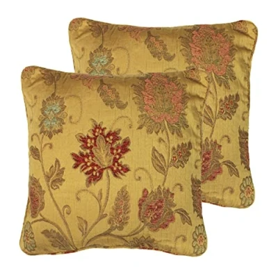 Image of Paoletti Zurich Polyester Filled Cushions (Twin Pack), Polyester, Gold