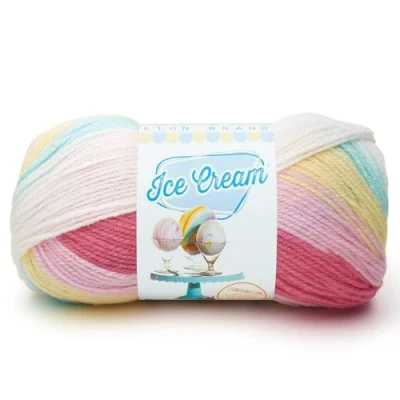 Image of Lion Brand Yarn 100 Percent Acrylic Ice Cream Yarn, Tutti Frutti,10.89 x 10.89 22.32 cm
