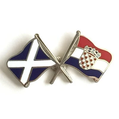Image of Scotland &amp; Croatia Flags Friendship Courtesy Enamel Lapel Pin Badge