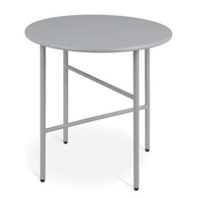 Image of bomoe Round Side Table Metal Grey Ø 44 cm Scratch Resistant Tabletop Sturdy Living Room Coffee Lightweight Indoor &amp; Outdoor Garden Balcony Terrace Bedside Bed Bedroom Finn