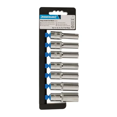 Image of Silverline Deep Socket Set 1/2&quot; Drive 6pt Metric 7pce 10 19mm