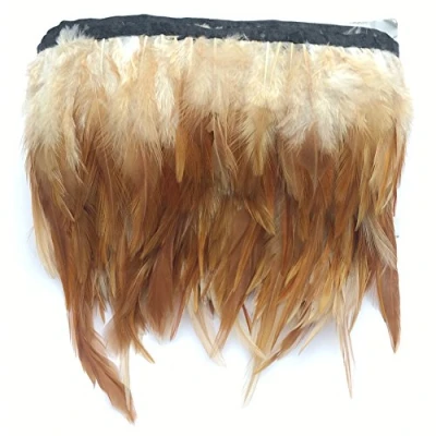 Image of Sowder Rooster Hackle Feather Fringe Trim for Custume Dress Decoration Pack of 5 Yards(Natural)