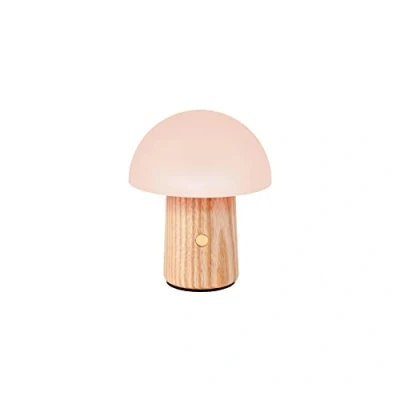 Image of Gingko 7 Colour Changing RGB Alice Mushroom Lamp, Long Life Battery, USB C Charging, 3 Light Modes, FSC Certified Wood with Frosted Glass, Touch Button Control (Mini, White Ash)