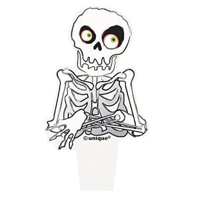 Image of Unique Party 63455 Skeleton Halloween Cupcake Toppers, Pack of 12