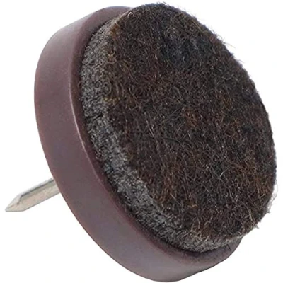 Image of Adsamm® / 32 x Felt pads with nail Ø 0,94&#039;&#039; (Ø 24 mm) brown round Premium quality furniture sliders by