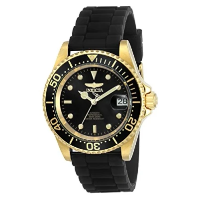 Image of Invicta Pro Diver Stainless Steel Men&#039;s Automatic Watch, Black / Gold 40mm