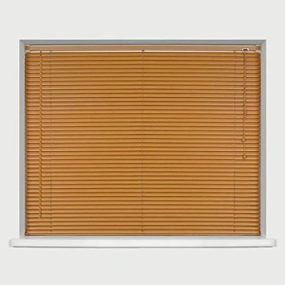 Image of funky gadgets Teak Wood Grain Effect Venetian Blind Window Blinds Home Office Furnishing Shutters Easy Fit Ready to Hang Curtains (90 cm x 150 cm)