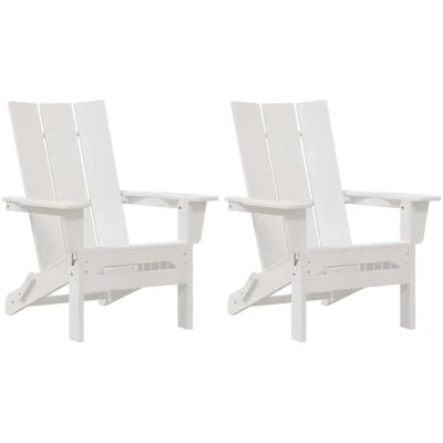 Image of vidaXL Foldable Adirondack Chairs 2 pcs White 74.5x80.5x90 cm HDPE