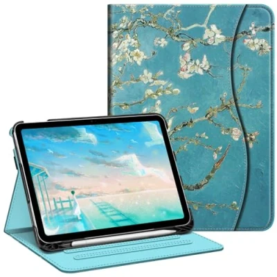 Image of FINTIE Case Compatible with iPad 10th Generation (2022) 10.9 Inch, Multi Angle Viewing Protective Stand Cover Pencil Holder &amp; Pocket, Auto Sleep/Wake, Blossom