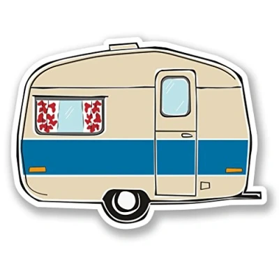 Image of 2 x 10cm/100mm Caravan Vinyl Sticker Decal Laptop Travel Luggage Car iPad Sign Fun #5446