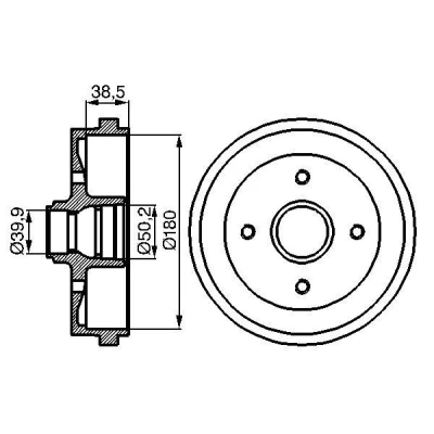Image of 171501615, 171501615B, 191501615B, 823501615B Brake Drum BOSCH 0 986 477 002 without wheel bearing 211mm Rear Axle VOLKSWAGEN: Scirocco II