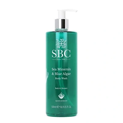 Image of SBC Skincare Sea Minerals &amp; Blue Algae Body Wash 500ml Cleansing Shower Gel For Men And Women Vegan Hydrating Bath