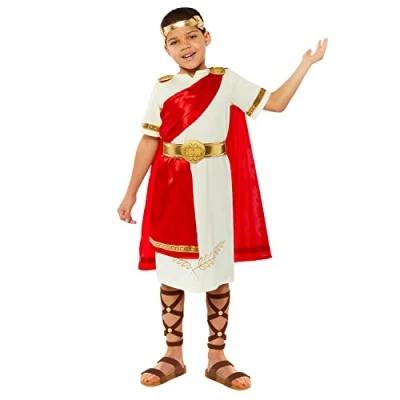 Image of Amscan 9916081 Boys Curriculum Roman Emperor Deluxe Historical Costume, Red, 6 8 Years