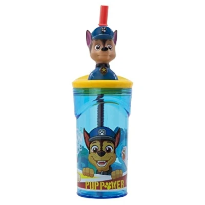 Image of OM SUPPLIES Paw Patrol 3D Figurine Cartoon Characters Reusable Tumbler Childrens Drinking Cup Straw 23 x 7.5 7.5cm (Paw Patrol)