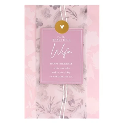 Image of UK Greetings Wife Birthday Card with Envelope Sophisticated Design 3D Elements