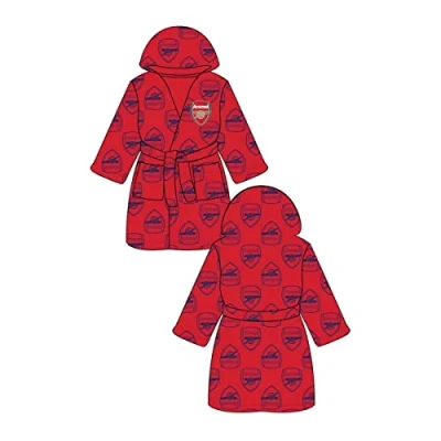Image of TDP Textiles Kids Arsenal Football Dressing Gown Bath Robe Boys Girls 13 14 Years, Red (Z01)