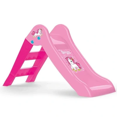 Image of Dolu My First Unicorn Medium Garden Slide for Children From 2 Years Kids Pink Foldable Slope Indoor or Outdoor Use Toddler Baby Playground Equipment Slides
