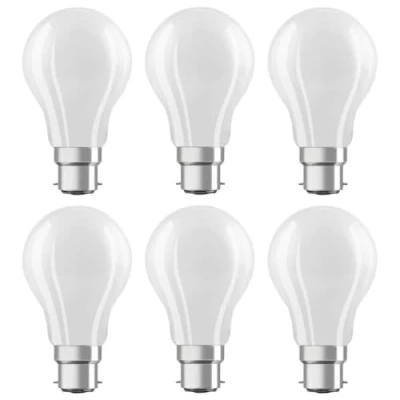 Image of Osram LED Filament Classic 7W = 60W BC/B22 GLS Light Bulb Opal Warm White 2700K Dimmable (Pack of 6)