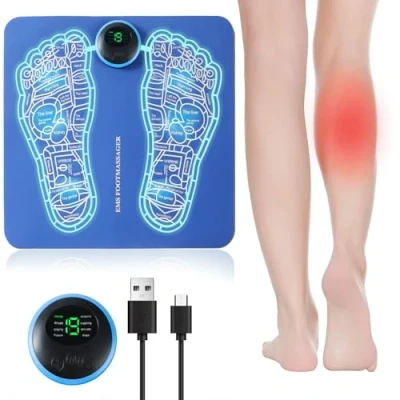 Image of EMS Foot Massager,Folding Portable Feet Massage Machine,Electronic Muscle Stimulatior Mat,8 Modes 19 Intensities Relax Muscles