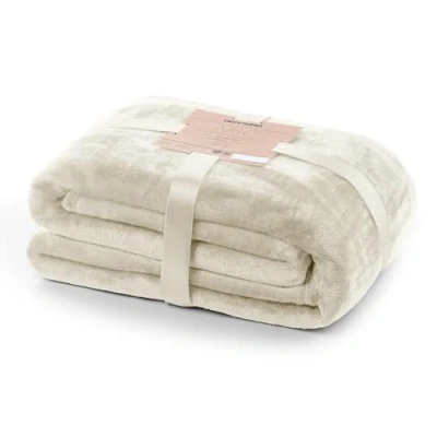 Image of DecoKing Deluxe Microfibre Fleece Super Soft Touch Snug Blanket/Sofa Bed Throw Ecru Cream Off White 160x210 cm Mic