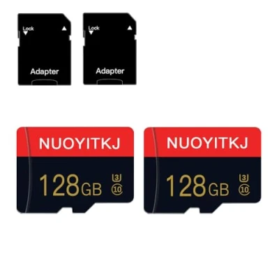 Image of 2 Pack Micro SD Card 128GB Class 10 with Adapter High Speed Memory for Tablet,Camera,Drone