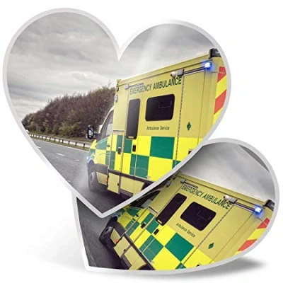 Image of 2 x Heart Stickers 15 cm Ambulance Emergency Services Fun Decals for Laptops,Tablets,Luggage,Scrap Booking,Fridges, #15804