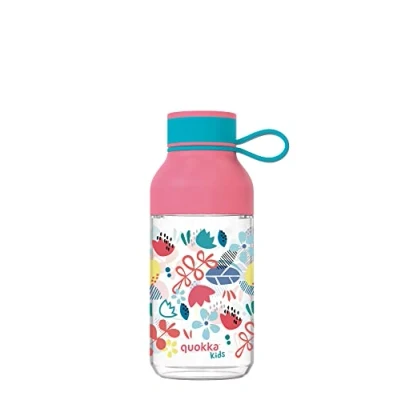 Image of Quokka KIDS BOTELLA TRITAN ICE CON COLGADOR FLOWERS 430 ML