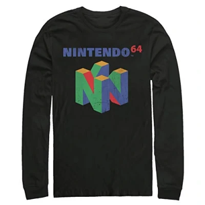 Image of Nintendo Unisex&#039;s Men&#039;s N64 Logo Short Sleeve T Shirt, Black, XL