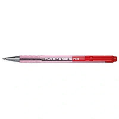 Image of Pilot BP S Matic ballpoint pens (Clip on retractable pen, Red, Transparent, Fine, Ambidextrous)