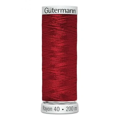 Image of Gutermann No 40 Sulky Rayon Embroidery Thread 200m 1147 Red Each