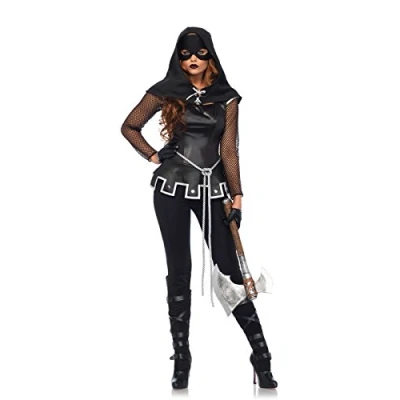 Image of Leg Avenue 85570 Black/Silver Grim Executioner Fancy Dress Costume Set (Medium, 4 Piece) Movie, Size: M (UK 10 12)